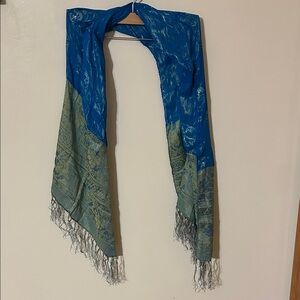 Silk chiffon Elegant Blue and Green Scarf